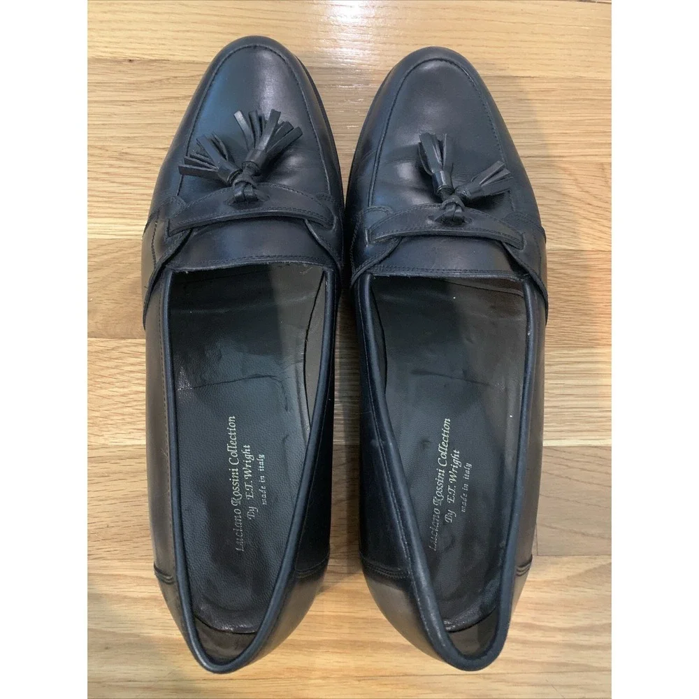 Mens Luciano Rossini Collection ET Wright Slip On Tassel Shoe Italy 11.5 M Black